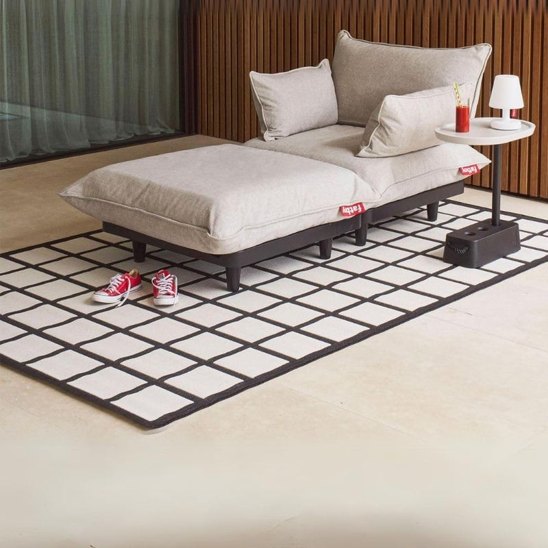 Fatboy Carpretty Grand Checky Carpet Indoor/Outdoor | Easy to clean | UV-resistant | Combined multi-level weaving | Anti-static | 100% Polypropylene | 200 x 302 cm - Black/White - Image 1